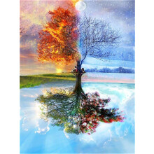 Malen nach Zahlen Set Baum der vier Jahreszeiten 40x50 cm — acrylmalerei für erwachsene, kreatives hobby set