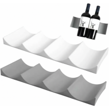Refrigerator Bottle Holder, 2 Pack Stackable Wine Rack, Non Slip Drink Organizer for Fridge, Cabinet and Cupboard, Grey
