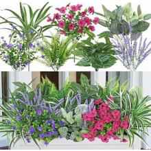 Piante e fiori artificiali, 20 pezzi, piante finte di felce e lavanda resistenti alle intemperie e ai raggi UV per esterni, ideali per balco