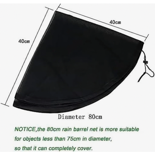 2 Pack Rain Barrel Net Cover, 80 cm Diameter, Drawstring Adjustable Protective Mesh, Leaf and Mosquito Protection 1