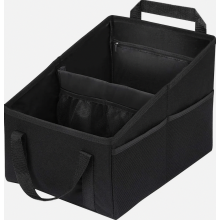Foldable Car Seat Organizer for Front Passenger Seat, Storage Box with Divider, Handles and Multiple Mesh Pockets