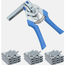 Fence Staple Pliers Set for Installing Tension Wires and Fences, Crimping Tool with 600 Wire Staples, Manganese Steel Co