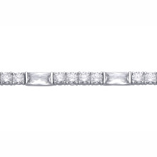 Jewelco London Rhodium Plated Sterling Silver Radiant CZ Alternating 4-and-1 Mixed Shape Tennis Bracelet - GVB635