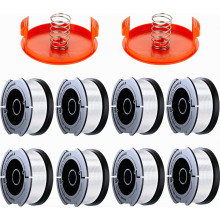 Carretel de reposição para aparador de grama compatível com Black & Decker A6481 e A6485, fio de 1,65 mm, 9 m de comprimento, pacote com 8 c