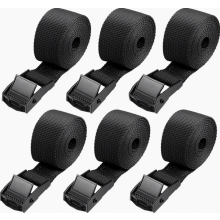 Conjunto de 6 cintas de amarração curtas, 1 m de comprimento, ajustáveis, com fivela de pressão, para bagagem de motocicleta e camping, pret