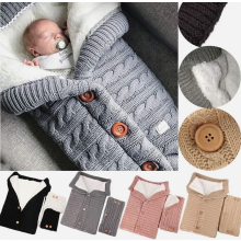 Saco de dormir para bebê para carrinho, saco de dormir de tricô de inverno, manta macia de veludo quentinha com mangas removíveis, cobertor