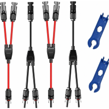 pares de divisores Y para cabos solares, conectores Y para painéis solares de 6 mm², conectores MMF e FFM para sistemas fotovoltaicos.