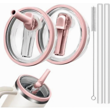 Kit com 2 tampas de reposição para copos térmicos de 1,2 litro (40 oz), tampas com canudo flip-top à prova de vazamentos e design anti-derra