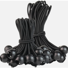 Conjunto de 30 cordas elásticas com bola, pretas, para lonas, tendas e banners, com 15 cm e 20 cm de comprimento.