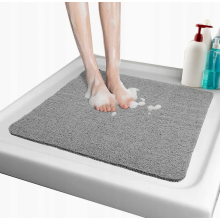 Tapete antiderrapante para chuveiro, 80 x 80 cm, tapete para banheira, tapete para banheiro, 10 mm de espessura, secagem rápida, cinza