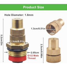 Conjunto de 5 bicos de pulverização de latão com filtro, rosca macho G1/2 polegada, ajustáveis, para jardim, agricultura, etc.