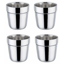 Conjunto de 4 canecas de café de parede dupla em aço inoxidável, 150ml, térmicas, resistentes, reutilizáveis e próprias para lava-louças.