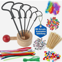 Conjunto de furadeira para artesanato em forma de castanha com suporte para castanhas, kit de 288 peças para crianças fazerem figuras de cas