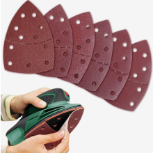 Conjunto de 60 folhas de lixa triangulares com 11 furos, grãos 40/60/80/120/180/240, com sistema de fixação por velcro para lixadeira multif