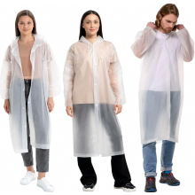 Conjunto de 3 capas de chuva transparentes em EVA com capuz, impermeáveis e dobráveis, tamanho único unissex, ideais para ciclismo e adultos