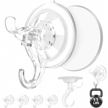 Conjunto de 5 ganchos de sucção sem furos, ganchos transparentes reutilizáveis extra fortes para banheiro, cozinha, janelas e vidros, suport
