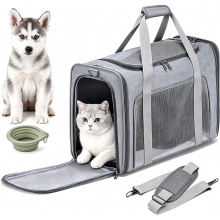 Bolsa dobrável e leve para transporte de animais de estimação em viagens aéreas, 55 x 34 x 34 cm, com ventilação em tela, bolsa de viagem po