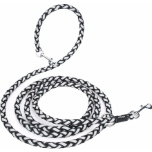 Guia refletora de nylon para cães, com 2 mosquetões, guia dupla ajustável de 2,5 m para cães de pequeno e médio porte.