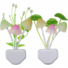 Conjunto de 2 Luminárias Noturnas em Formato de Cogumelo, Lâmpada de Cabeceira LED com Tomada para Parede, Ideal para Crianças e Adultos, 7