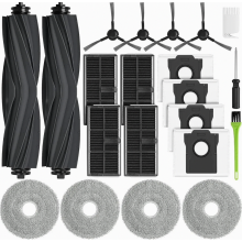 Conjunto de peças de reposição para aspirador robô, incluindo 4 sacos de pó, 4 filtros, 2 escovas principais, 4 panos de limpeza e 4 escovas