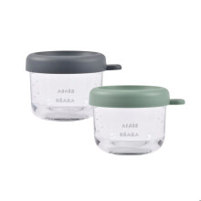 Set di 2 porzioni pasto in vetro 150 ml Minerale / Verde Salvia