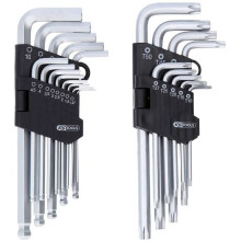 Hoekige inbussleutelset - KS TOOLS - TX - 12 stuks 1,27–8 mm - Lange uitvoering DIN ISO 2936 - Mat chroomstaal