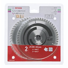 Cirkelzaagbladen - BOSCH - Optiline Hout & Multi Materiaal - Grijs - Set van 2