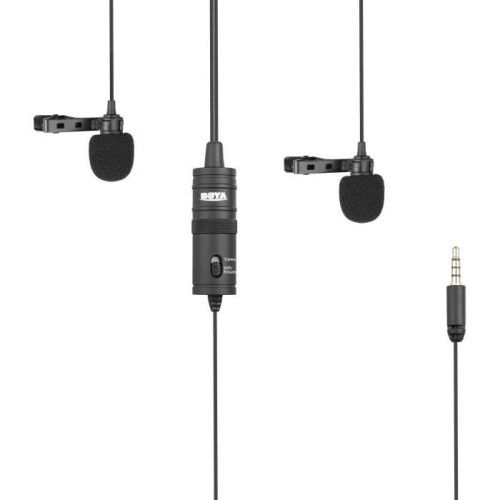 BOYA M1DM Dubbele microfoon lavalier - TRRS-uitgang - 4 m kabel