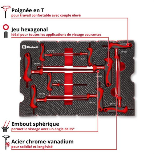 Einhell Einhell 9pcs Insert T-Handle Hex Key Tool Pad Insert For E-Case 2