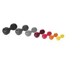 Vinyl dumbbell - 4 kg lichtgrijs - Vinyl coating - Antikantel hoekvorm - Beschermt de vloer