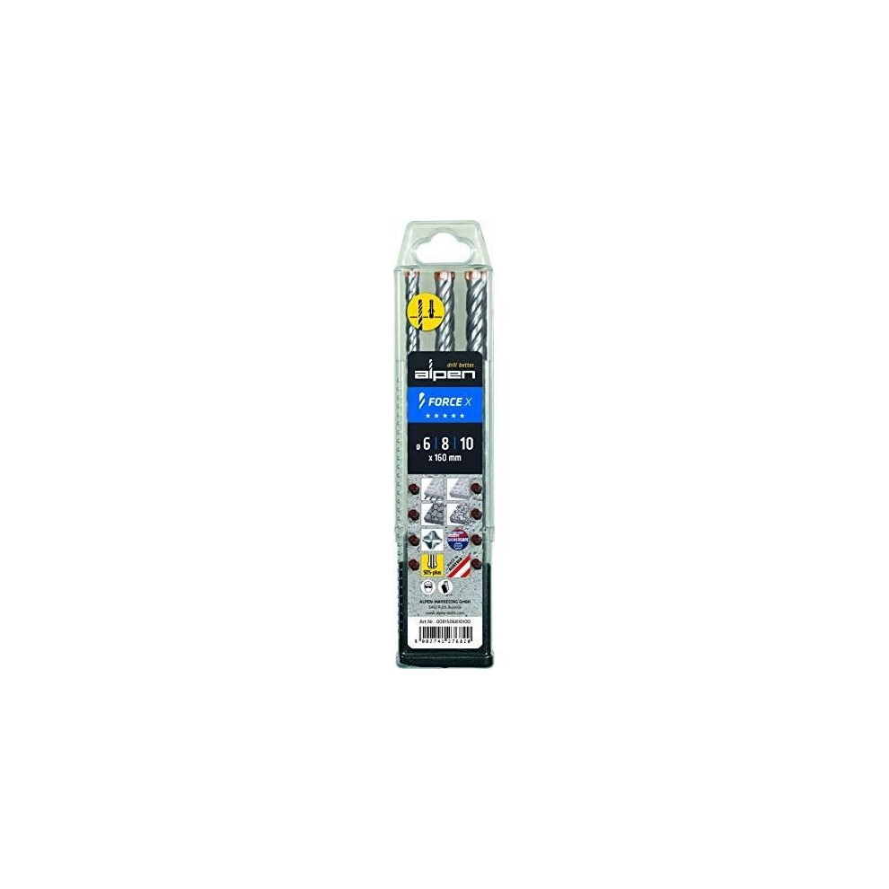 Fp - Alpen Sds-Plus Hammerbohrer Satz Force X Box 3 Tlg. Ø 6 / 8 / 10 X 160 Mm - Image 3
