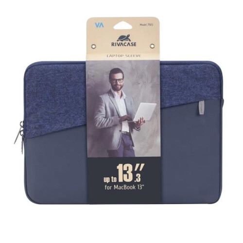 Pochette - RIVACASE - 7903 - Azul - Couro sintético - Compatível com MacBook Pro 13" 1