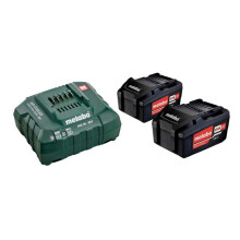 Pack de energía 18V METABO - Pack de 2 baterías de 18 voltios + cargador rápido 2 x 4,0 Ah Li-Power, ASC 55, estuche - 685050000