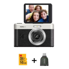 KODAK Pixpro C1 + Micro SD 16 GB + Batterij - Compact Digitale Camera 13 MP, 4x Zoom, Kantelbaar Scherm, Full HD Video - Zwart