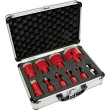 Kit de coroas de perfuração a seco - HOLZMANN MASCHINEN - DTBKS6-68 - 9 peças - Adaptador M14 - Diamante