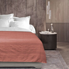 Plaid arrotolabile 220 x 240 cm – Policotone Lucile Rosa Antico con chiusura a bottoni