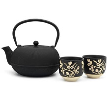 Set de thé - BREDEMEIJER - Sichuan - 1,0L en fonte - 2 tasses en porcelaine - Noir