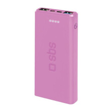 SBS Powerbank 10000mAh Rosa Schnelles Laden 2 USB für Smartphone und Tablet