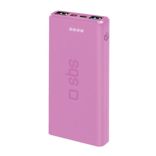 SBS Powerbank 10000mAh Rosa Ricarica Rapida 2 USB per Smartphone e Tablet