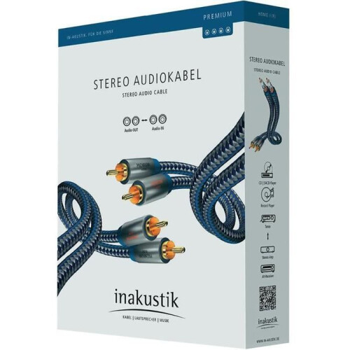 Cabo Premium phono - Inakustik - RCA-RCA - 1,5 m - Cor Azul - Áudio 1