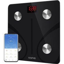 RENPHO OB02720 - Balance Connectée Bluetooth Impédancemètre - 13 indicateurs - Plateforme en verre trempé - Noire