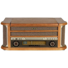 Reflexion HIF2002 Catena stereo retro FM, CD, Cassetta, Lettore di disco, USB, Cassa in legno vero, funzione registrazione