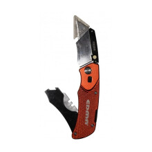 Coltello cutter pieghevole PRO - EDMA - per lama trapezoidale e lama a uncino - con custodia di stoccaggio