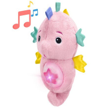 BABY EINSTEIN Nachtlampje voor baby, Roze zeepaardje knuffel, reageert op het huilen van de baby, muzikaal, verlicht, witte ruis, fopspeenhouder