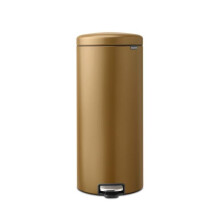 Brabantia NewIcon Poubelle à Pédale, 30 litres, Fermeture douce, Seau en Plastique - Warm Brass