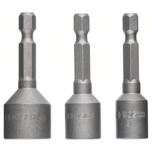 Bosch Set de douilles - Bosch - 8/10/13 mm - Acier modifié S2 - Pack de 3 pièces