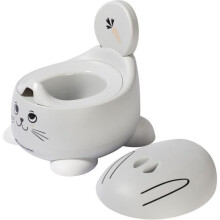 BEBECONFORT Vasino Comfort per Bambini, 12-36 Mesi (max. 20 kg), Bellissimi Motivi di Animali, Vasino Antiscivolo per Bambini, Coniglio Grigio