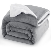 Couverture Plaid Sherpa Polaire Doux Moelleux Chaud Gris 150x200cm — jeté de canapé, couverture hiver, plaid réversible
