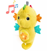 BABY EINSTEIN Nachtlampje voor baby, Gele zeepaardje knuffel, reageert op het huilen van de baby, muzikaal, verlicht, witte ruis, fopspeenhouder