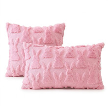 Set aus 2 weichen Plüsch-Dekokissenbezügen 40x60 cm Rosa — kissenhüllen samt, sofa kissenbezug, wohnzimmer deko